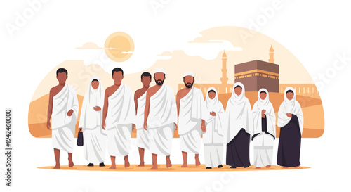 Group of Muslim Men Walking Together.