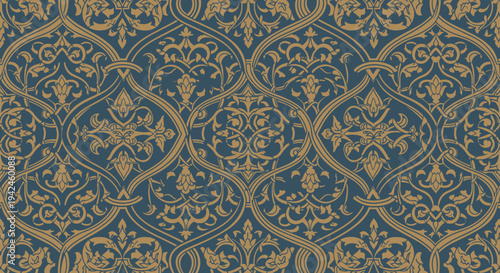 Intricate Pattern with Floral and Geometric Shapes.