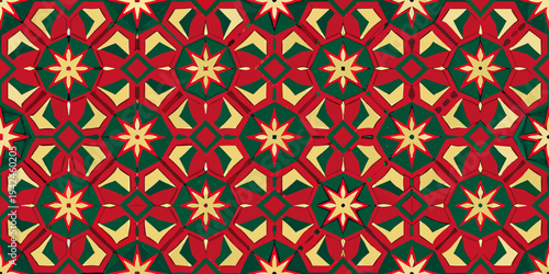 Intricate geometric pattern featuring repeating star and diamond shapes