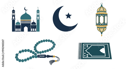 Islamic Symbols Mosque Crescent Moon Lantern.