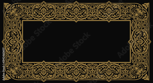 Ornate Gold Frame with Black Center.