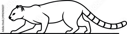 Silhouette of a wild cat walking on a horizontal line vector design