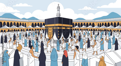 Pilgrims Gathering Around the Kaaba.