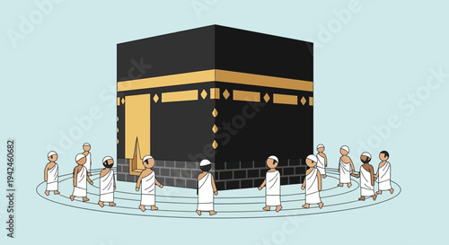 Pilgrims Circling the Kaaba in Mecca.