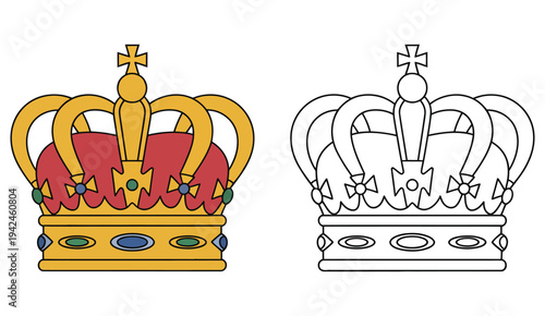 Dutch, royal crown icon featuring traditional monarchy symbol, ornate design representing authority, majesty, king and queen, clean modern flat vector illustration