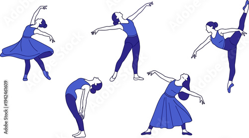 Elegant Ballet Dancers in Graceful Poses Demonstrating Artistry and Athleticism