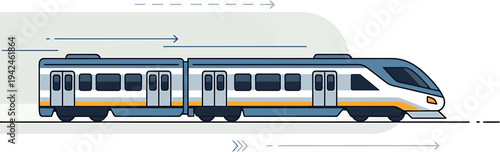 Modern High-Speed Passenger Train in Motion, Vector Illustration