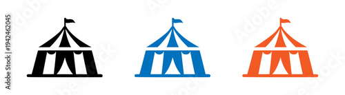 colorful circus tent icon set