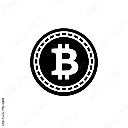 Bitcoin Cryptocurrency Vector Icon, Digital Blockchain Money Symbol