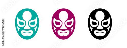 Colorful luchador masks vector icons