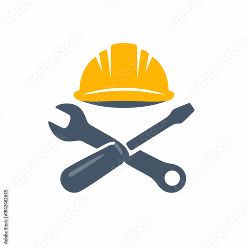 Construction Helmet with Tools – Engineering and Maintenance Ico