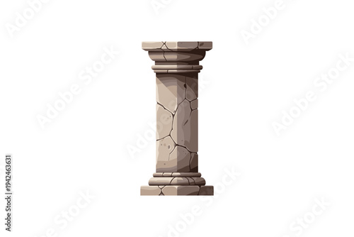 Cracked stone column damaged ancient