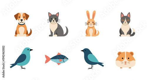 Collection of cute animal icons featuring a silhouette on transparent background