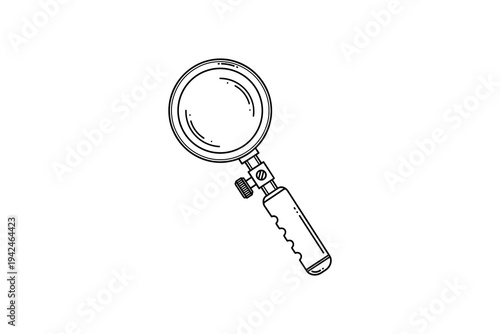 Black and white line of a magnifying glass line black and white