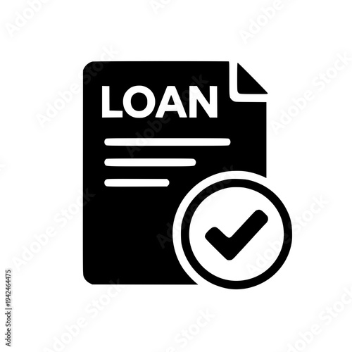 Loan Approval Document Vector Icon, Bank Lending Finance Agreement Symbol