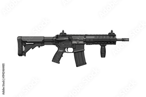 Black rifle with magazine and accessories assault rifle