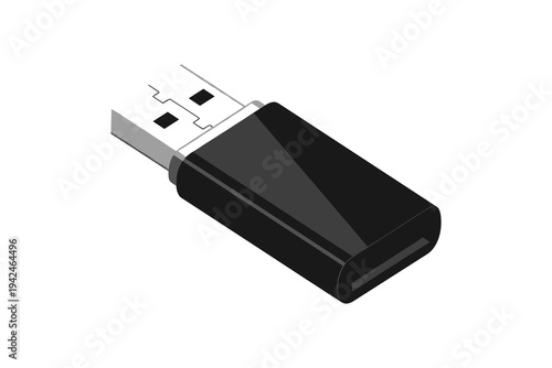 Black usb flash drive with silver connector