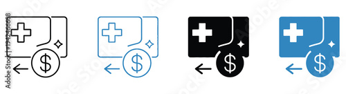 Reimbursement Icon. Financial refund symbol with money, payment return concept, accounting and business finance illustration