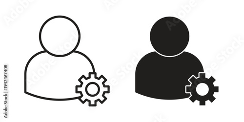 Admin icon clipart symbol isolated on white background. Flat and stroke designs.