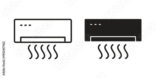 Air conditioning icon clipart symbol isolated on white background. Flat and stroke designs.