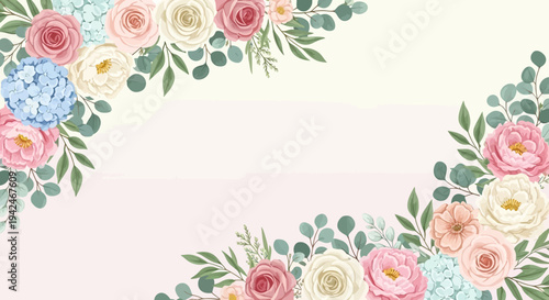 Floral Arrangement with Roses and Leaves.