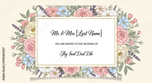 Floral Wedding Invitation Card Template Design.