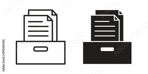 Archives icon clipart symbol isolated on white background. Flat and stroke designs.