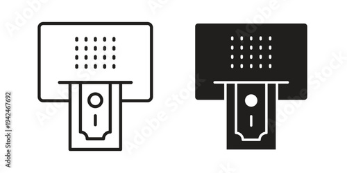 atm cash icon clipart symbol isolated on white background. Flat and stroke designs.