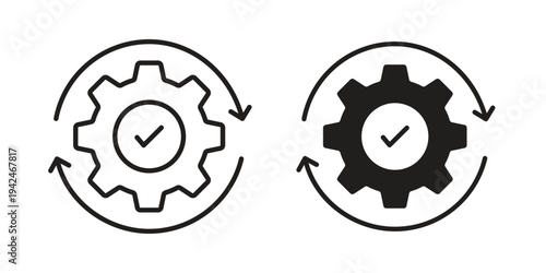 Automation icon clipart symbol isolated on white background. Flat and stroke designs.