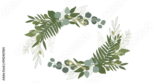 Green Leaves and Foliage Wreath Arrangement.