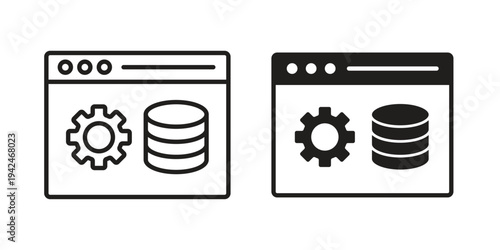 Backend icon clipart symbol isolated on white background. Flat and stroke designs.