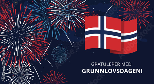 Norwegian Flag Celebrating Constitution Day.