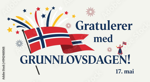 Norwegian Flag Celebration Graphic Design Element.