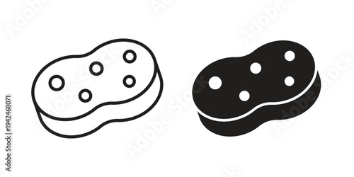 Bath sponge icon clipart symbol isolated on white background. Flat and stroke designs.