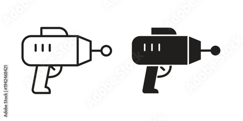 Blaster icon clipart symbol isolated on white background. Flat and stroke designs.