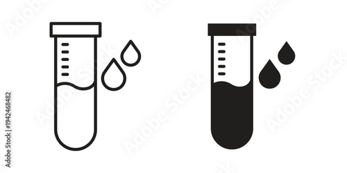 Blood sample icon clipart symbol isolated on white background. Flat and stroke designs.