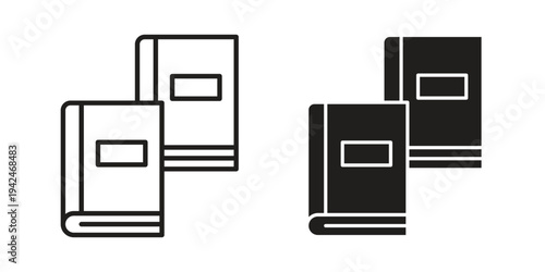 Books icon clipart symbol isolated on white background. Flat and stroke designs.