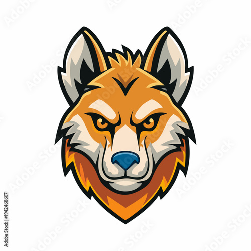 Fierce orange fox head mascot logo illustration