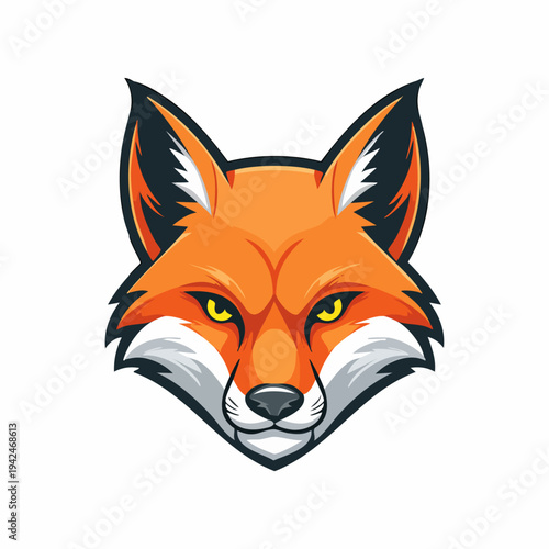 Fierce orange fox head mascot logo illustration
