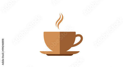 Flat design brown coffee cup with steam icon