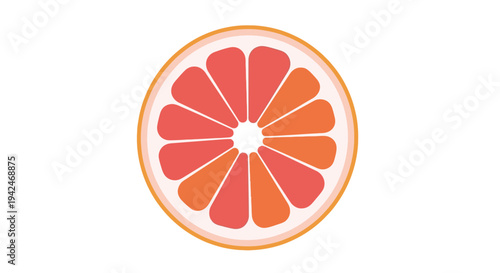 Flat design grapefruit slice with visible segments on white background