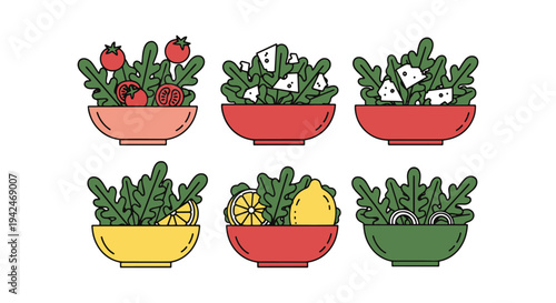 Arugula Salad Line art vector creative modern fluid abstract illustration