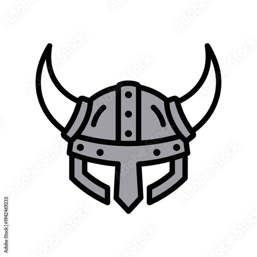 Flat design Viking horned helmet outline illustration