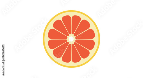 Fresh grapefruit slice flat vector illustration on white background