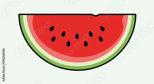 Fresh watermelon slice with seeds simple flat design