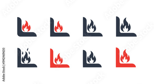 Fire Corner Line art vector digital abstract colorful