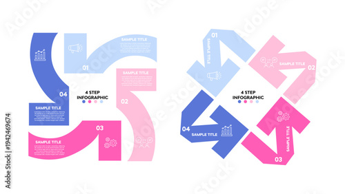 Venn diagram infographic chart template for business 4 step options, presentation with venn diagram elements vector illustration.