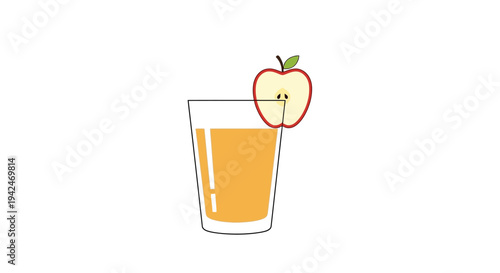 Glass of apple juice with apple slice garnish