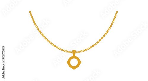Golden chain necklace with polygonal pendant illustration