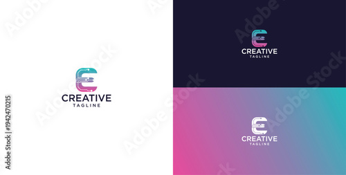 smart bulb logo icon. bulb logo technology. initial logo design E